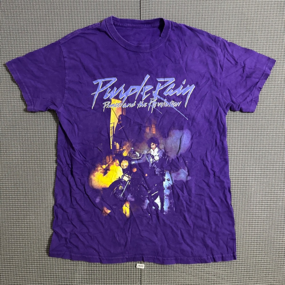 Prince Purple Rain Graphic T-Shirt Purple Short Sleeve Crewneck Size Estimated M